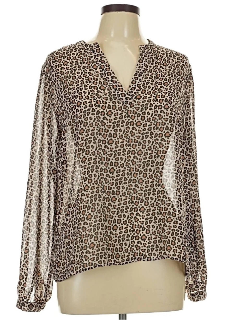 A New Day Leopard Print Sheer Blouse